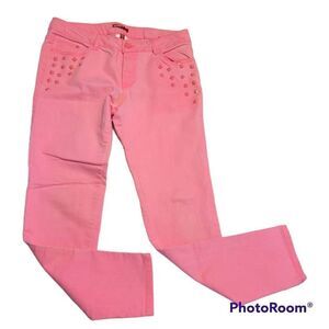 Bongo Girls Jeans Size 16 Pink  Straight Slim Stretch Denim Pants Button Zip Fly